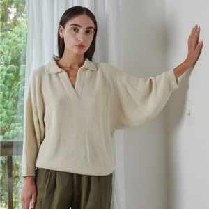 First Rite Dolman Henley Sweater - Bone